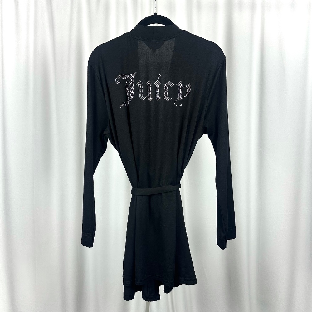 Juicy Couture Black Rhinestone “Juicy” Lounge Robe Cardigan Size L
